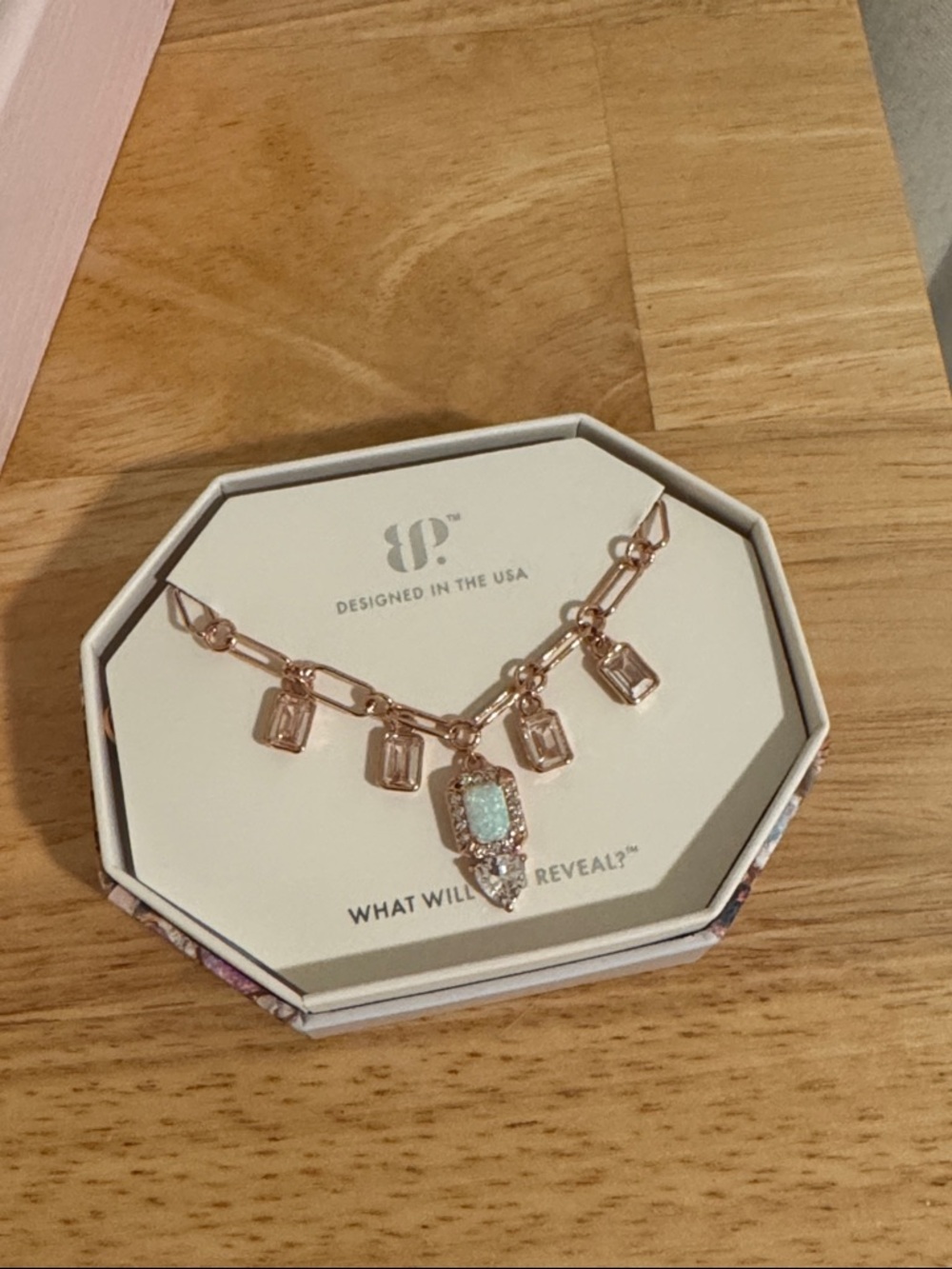 Bomb Party October 2025 Rose Gold Opal Charm Necklace